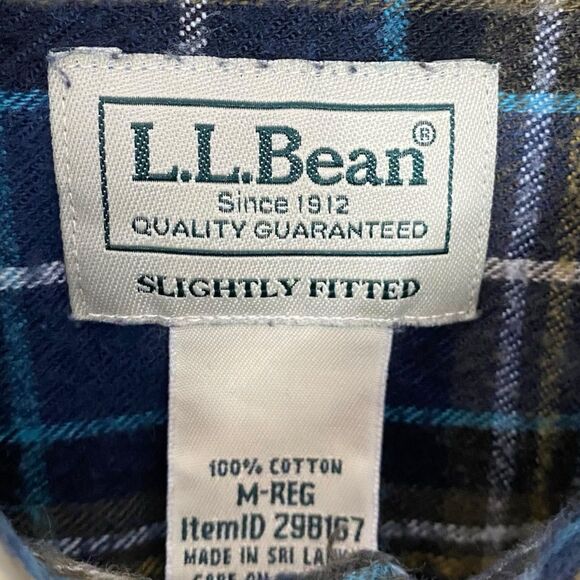 LL Bean Shirt Mens M Scotch Plaid Flannel Button Down Slightly Fitted Outdoor - Picture 3 of 8